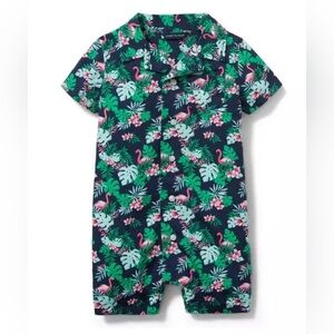 Janie and Jack Baby Boys Flamingo Shortie Romper size 3-6 months
